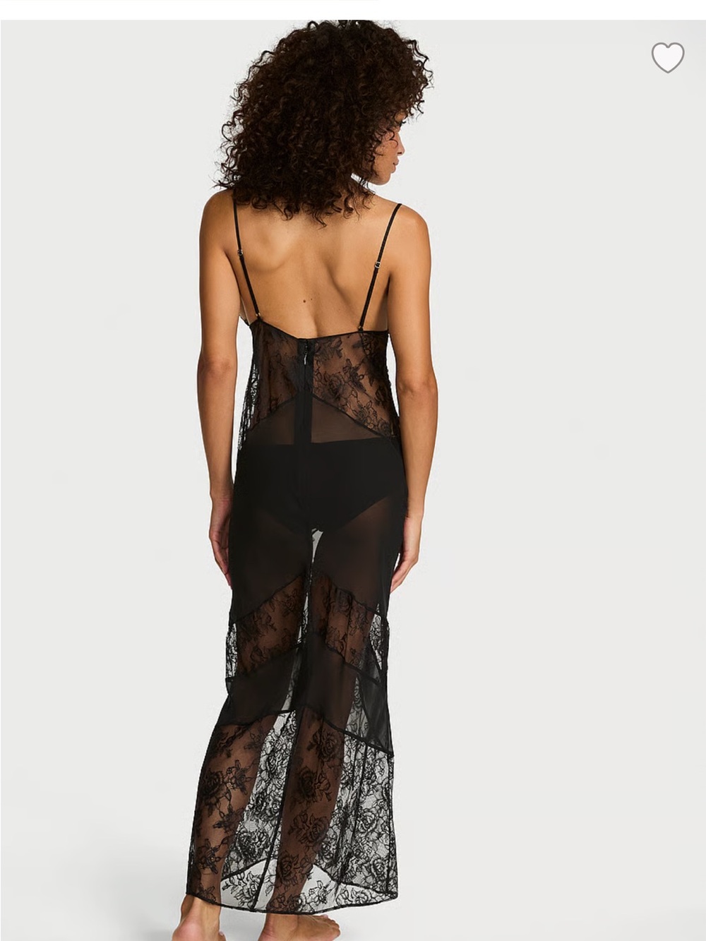 Victoria's Secret black lace maxi slip dress with floral pattern - Picture 3 of 5